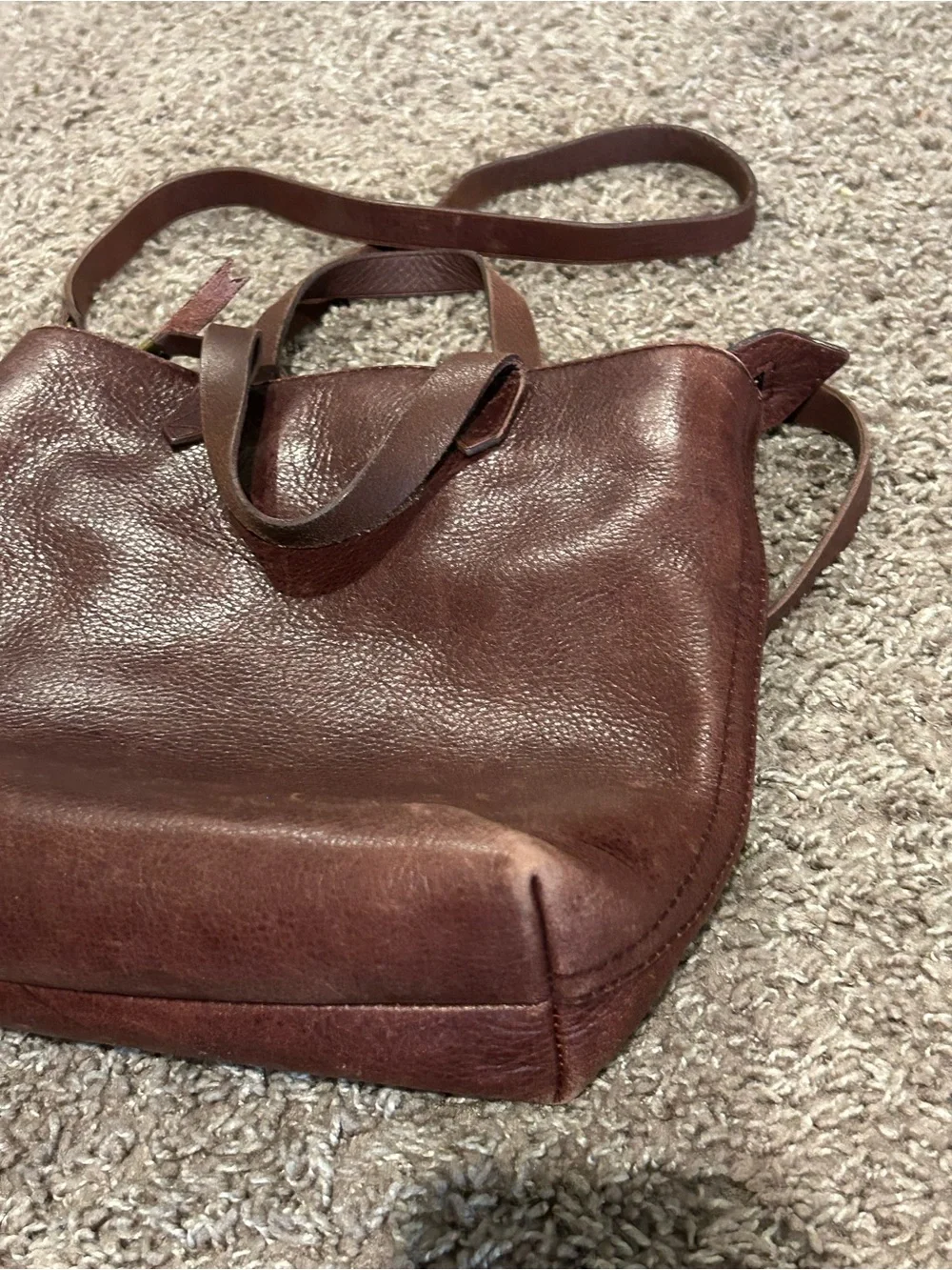 Madewell Small Zip Tote Transport Leather Crossbody Bag  Burgundy